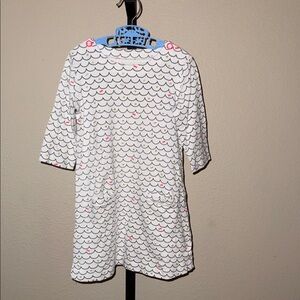 EGG Scallop Pattern 3/4 Sleeves Dress - White, Blue Pink Stars Fish Girls Size 4